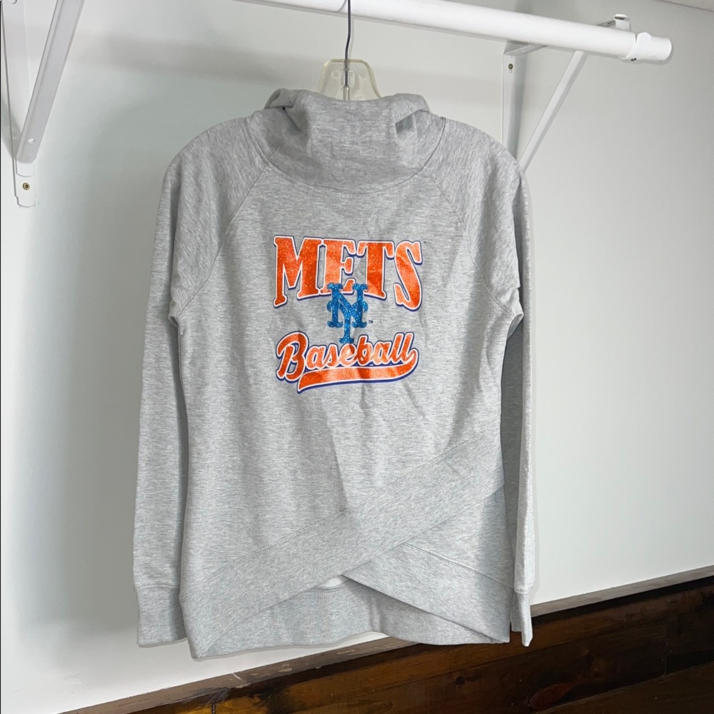 NWT Big Kid’s Gray Glitter NY Mets Baseball Hoodie- XL (16)